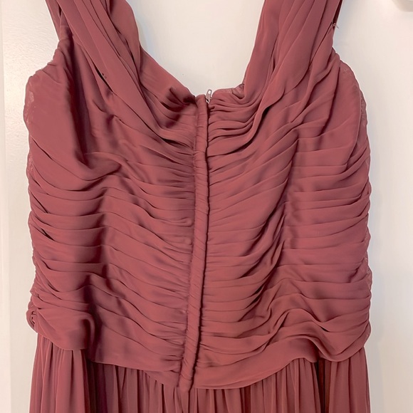 David’s Bridal Bridesmaid OTS Chiffon Burgundy/Wine Gown, size 12,only worn once - Picture 7 of 13